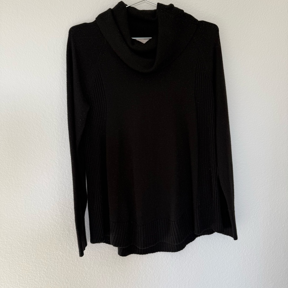 Ann Taylor Loft Black Cowlneck Sweater Size Small